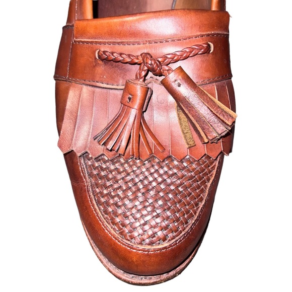 Allen Edmonds Cody Brown Leather Tassel Kiltie Weave Loafers Shoes - Picture 10 of 16